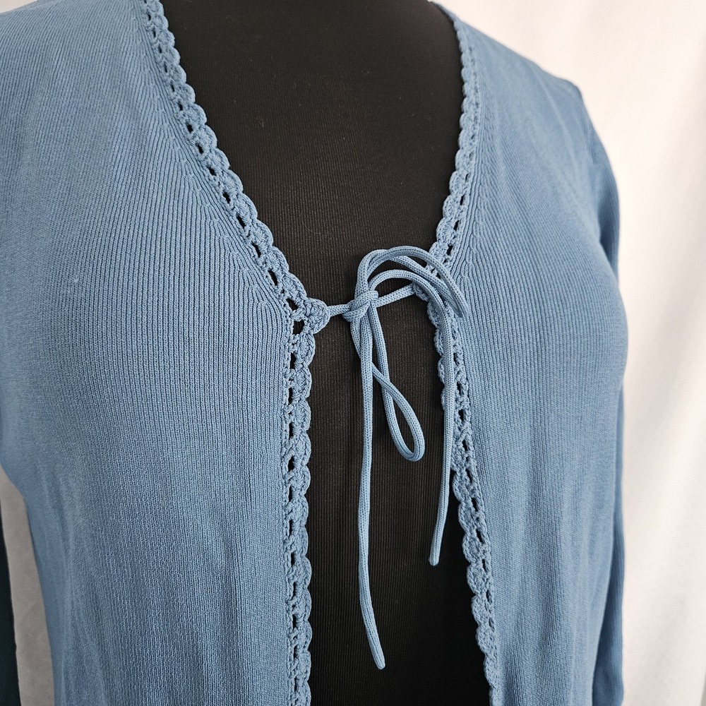 Crochet Tie Front Cardigan Women M Boho Feminine - Picture 3 of 8